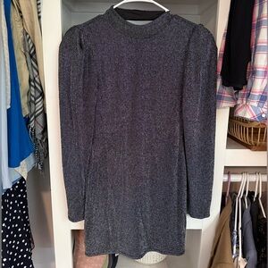 BCBGeneration Shirred Metallic Stretch Open Back Mini Dress